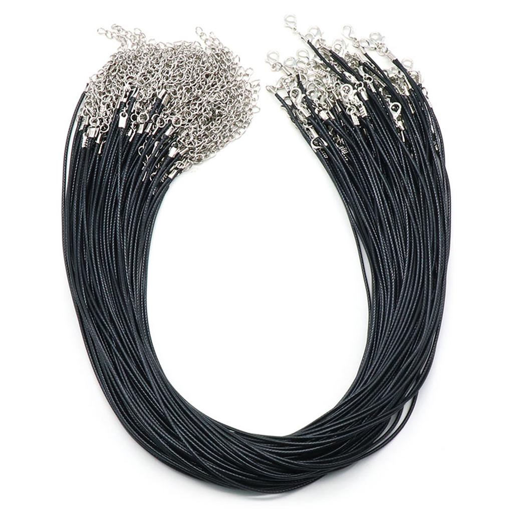 20Pcs/Pack Black Waxed Wire Leather Strap Chains for Pendant Beads Jewellery Accessories Supplies Length 50cm