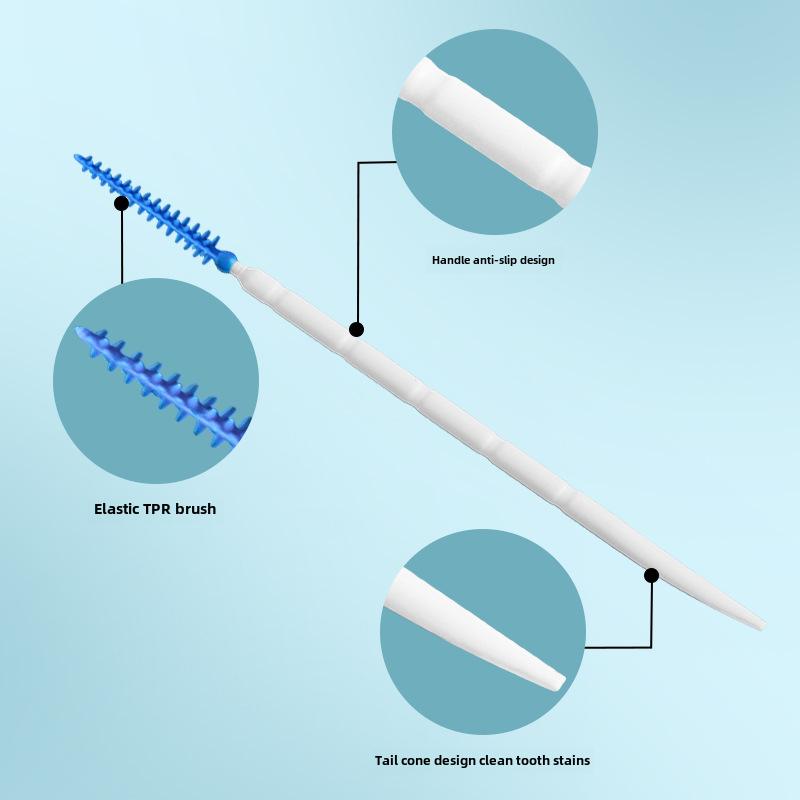 200 Pcs/Box Silicone Interdental Brushes Super Soft Dental Cleaning Brush Dental Floss Double-headed Toothpicks Oral Care Tool