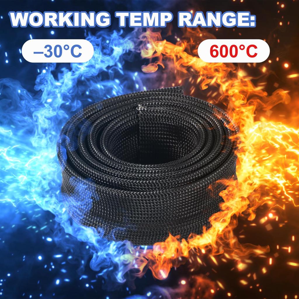 Uxcell Insulated Cable Protector 3 Mm0.12"-20 M66 Ft High Temperature Resistant Fiberglass Sleeve, Black