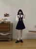 Plus Size Pleated Princess Dress with Doll Collar - College Style, Autumn/Winter Waist-Cinching Design