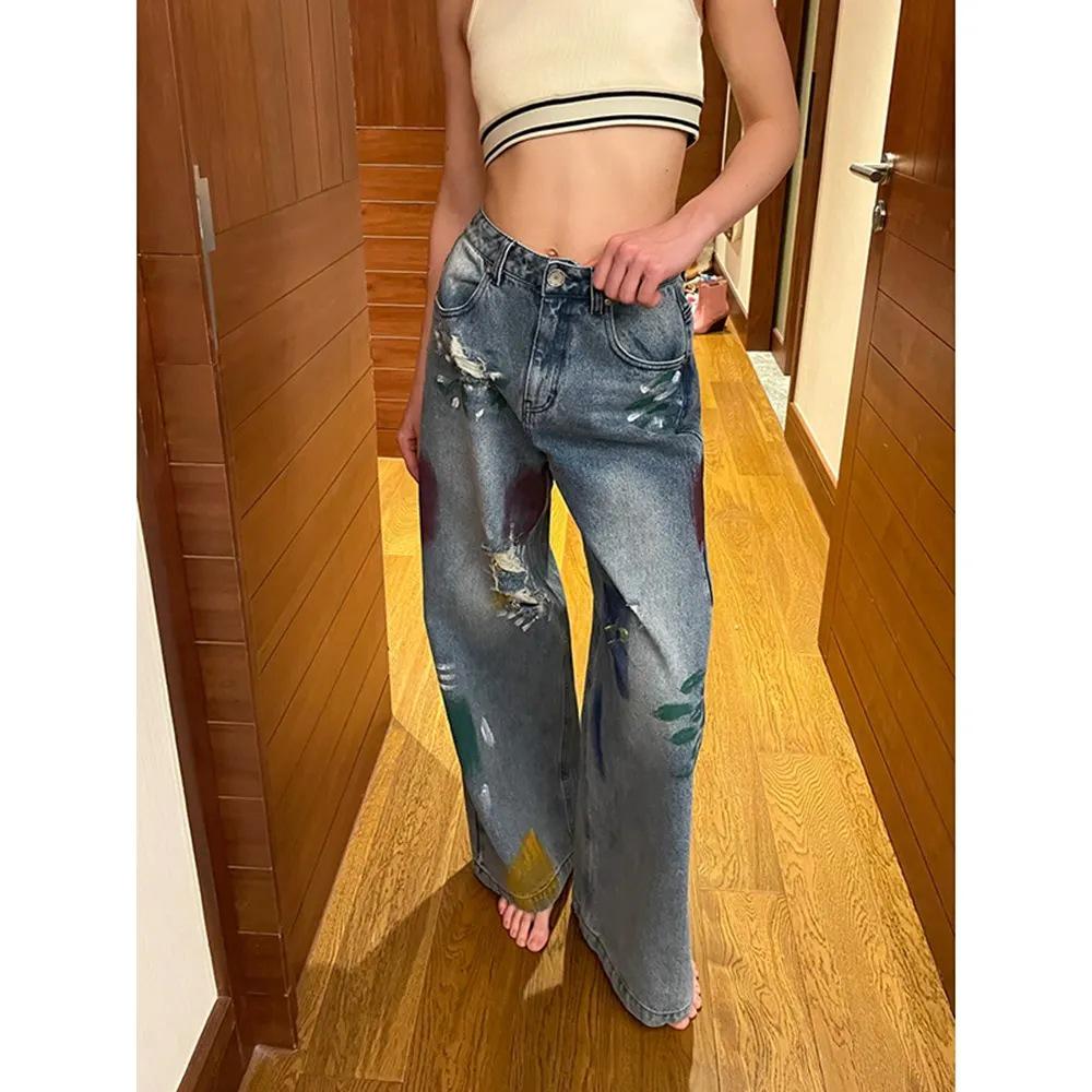 

Women s High Waist Straight Leg Jeans - Spring 2025 Slimming Floor-Sweeping Casual Pants S