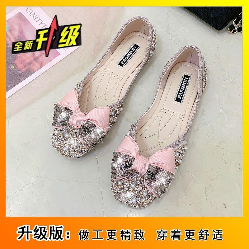 

Square head flat bottom shallow mouth rhinestone ladyshoes small fragrant retro single shoes women s 2025 summer and autumn new ins Internet cele 40