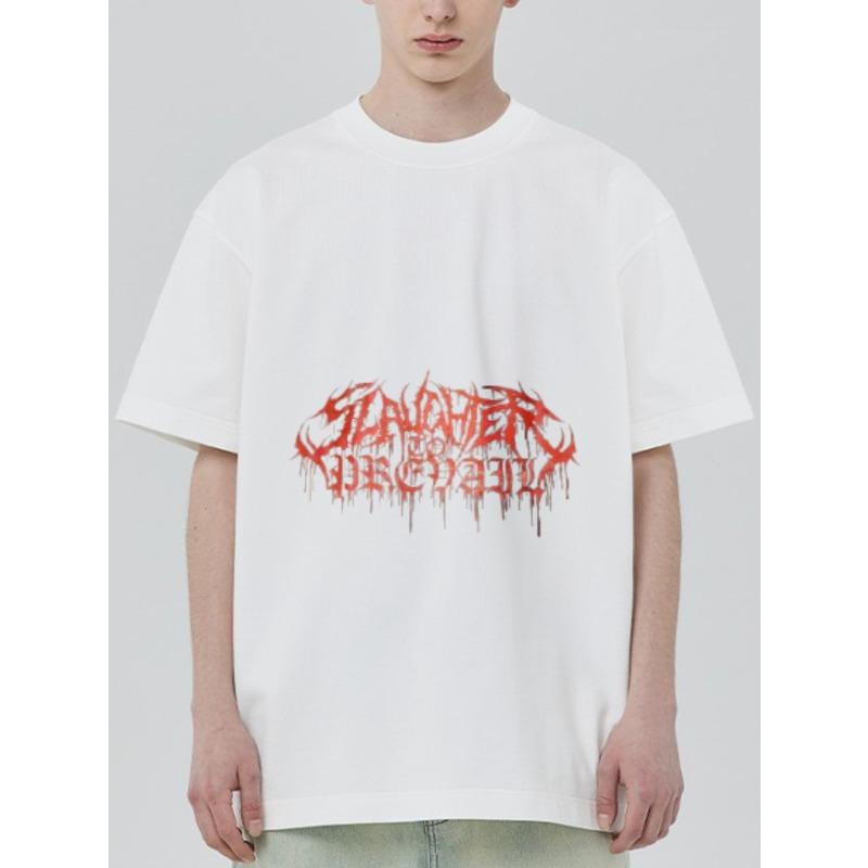 Bílé tričko s grafickým designem textu Slayer Prey pro ležérní streetový styl