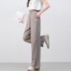 izzue Women's Retro Suede-Feel Loose Straight Sweatpants