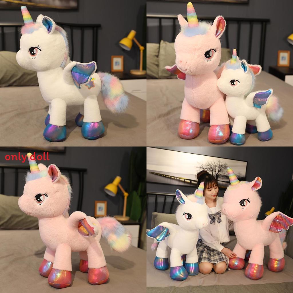 Rainbow Pegasus Unicorn Plush Toy With Pillow For Girls Kids Room Decor