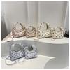 Polka Dot PU Leather Bag with Detachable Strap Lace Ruffled Handle Cute Bow Casual Purse for Daily Use