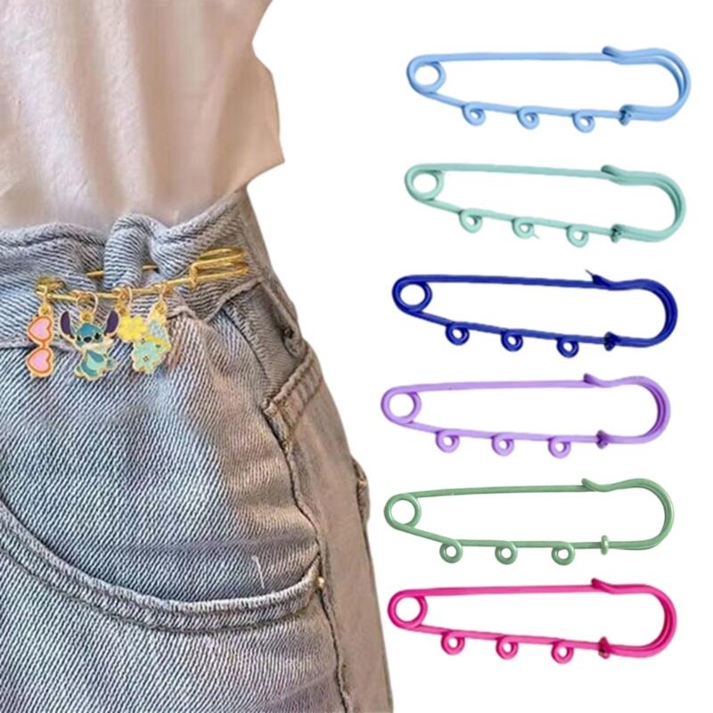 10Pcs Heavy Duty Safety Pins 2 Inch with 3 Holes Metal Kilt Pins Fasteners for DIY Brooch Making Blanket Knitted Fabric
