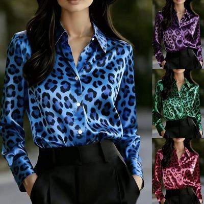Cross2026 Women's Leopard Print Shirt - European American Spring/Autumn Casual Fashion