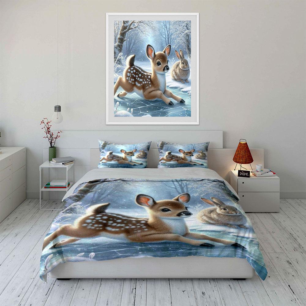 "Enchanting Winter Woodland Friends" Bedding Sets Duvet Covers Pillowcases(1* Duvet Cover 2* Pillowcases Without Duvet Insert)