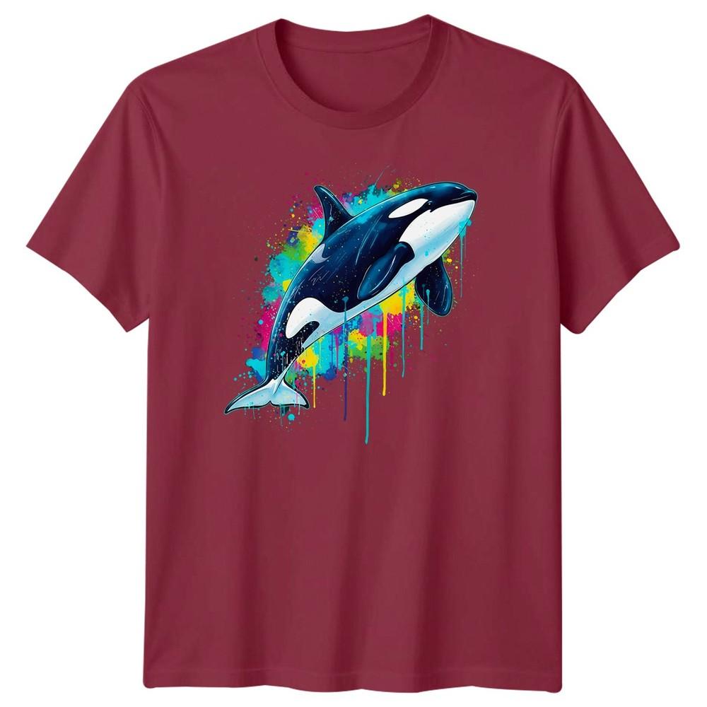 Orca Marine Animal Unisexs Tshirt Vibrant Splash Art