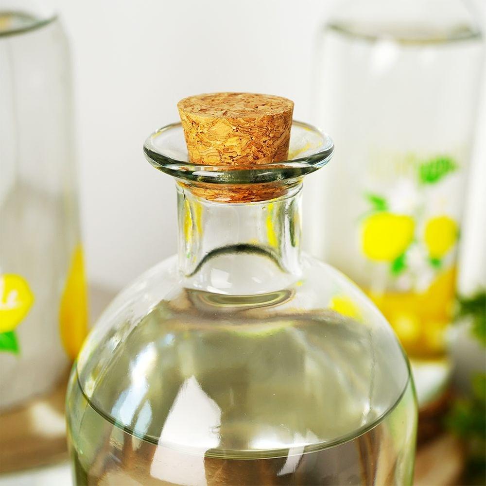 Glass Bottle with Cork for Lemonade, Liqueur, Wine, Juice, Water 1L