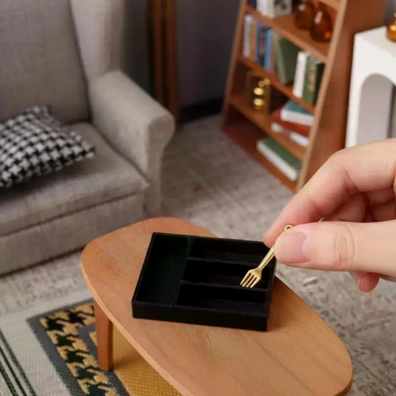 5 Pcs 1/12 Dollhouse Tableware Sundries Storage Tray Table Drawer Storage Case Dressing Desk Jewelry Stationery Organizer