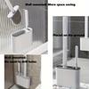 Silicone Toilet Brush with Wall-Mounted Storage Box - Flat Head Design, Suitable for Bathroom and Kitchen Cleaning, Durable Silicone Material