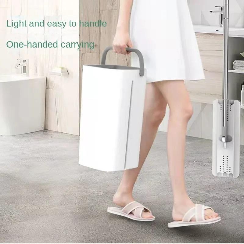 1SET Floor Mops with Bucket Thickened Wet and Dry Lazy Flat Mop Microfiber Cloth Squeeze Kitchen Bathroom Mops Floor Cleaning