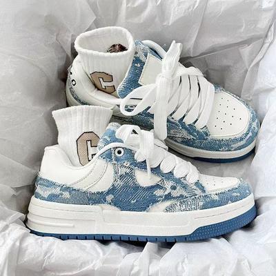 Retro Denim Blue Men's Skateboard Shoes Fashion Low-top White Shoes Designer Couple Casual Sports Shoes Zapatillas Para Hombre