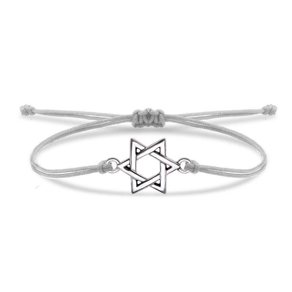 Zinc Alloy Star Of Davids Charm Bracelet Women Fashion Jewish Solomon Seal Red String Handmade Adjustable Jewelry Gift