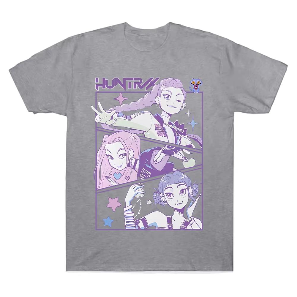 KPop Demon Hunters Print Graphic Cotton Women Tshirt Summer Y2K Men Clothes Hot Anime Aesthetic Short Sleeve Comfortable T-shirt