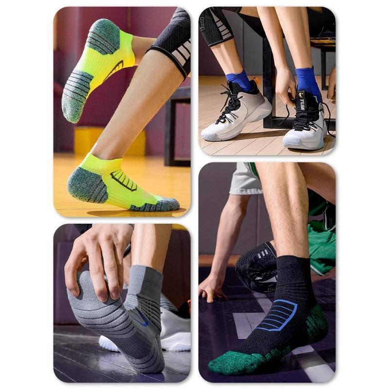 Towel Bottom Socks Men's Mid-calf Spring and Summer Style Thickened Running Sports Men's Style Basketball Professional Badminton Practical Anti-odor
