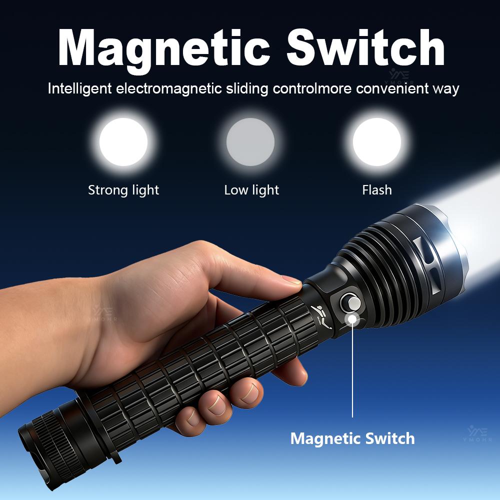 XHP70 Professional 50M Diving Flashlight IPX8 Waterproof Underwater Torch Magnetic Switch Dive Torch for Scuba Diving Emergency
