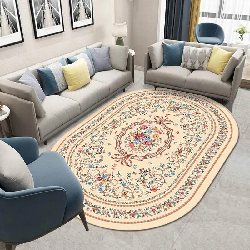 Oval Carpet Cushion Bedroom Sofa Bed Front Carpet Living Room Bedside Rug Washable Mat