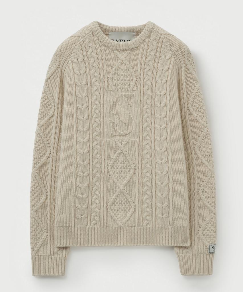 Seteo Big Cable Fisherman Pullover Knit Cream