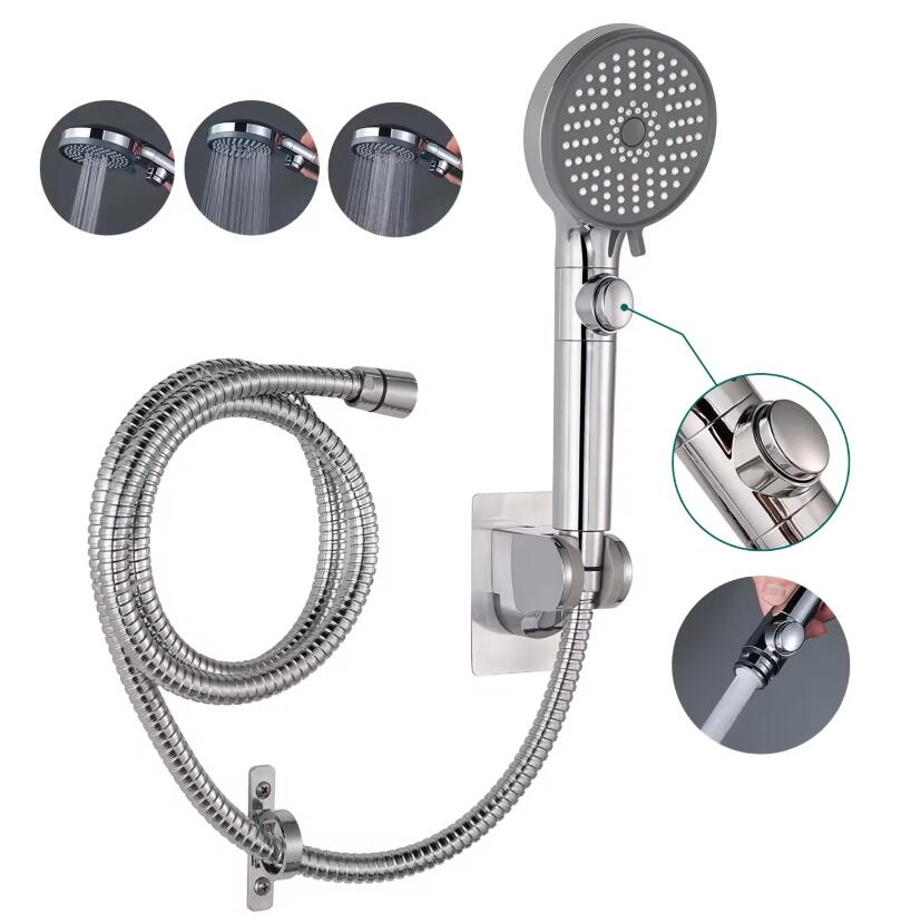 High Pressure Outdoor Travel Trailer RV Shower Head Set 3+2 Mode Water Saving with Hose and on off Button for Travelers