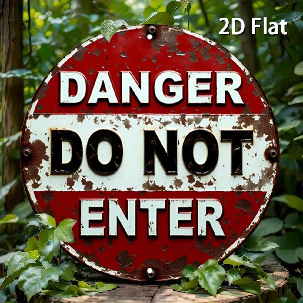 Danger Metal Sign Vintage D Flat Cm Red White Rustic Aluminum Wall Art Home Garage Cafe Decor