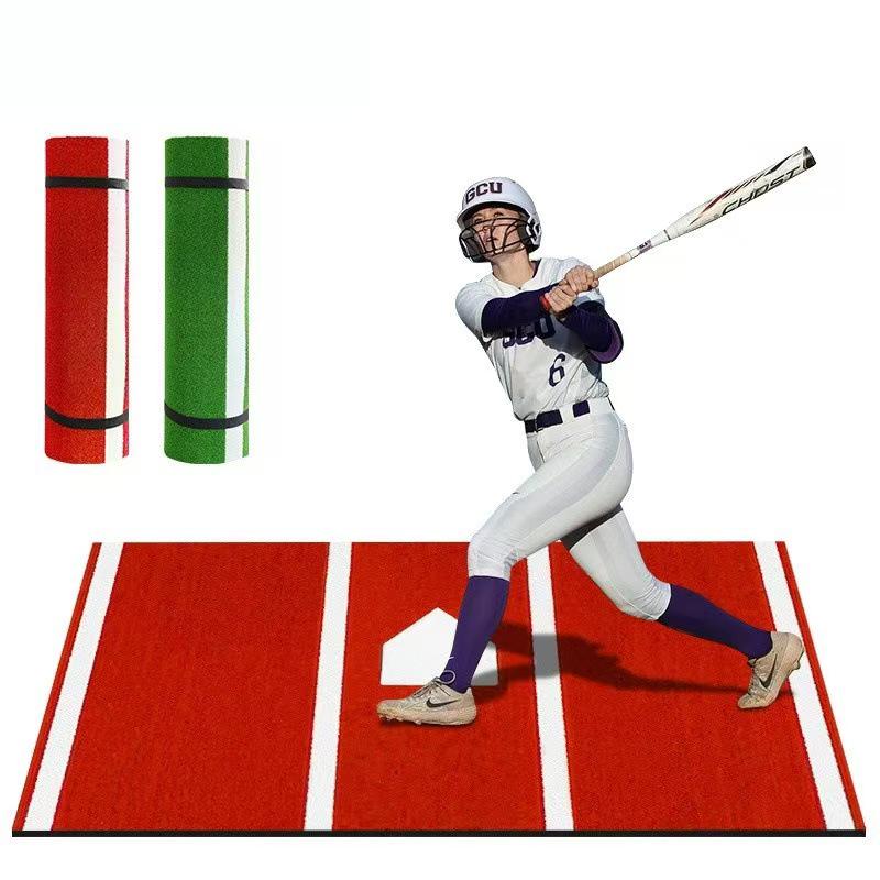 Outdoor Non-slip Baseball & Softball Batting Mat - Portable Hitting & Pitching Mat Softball Bat зелёный
