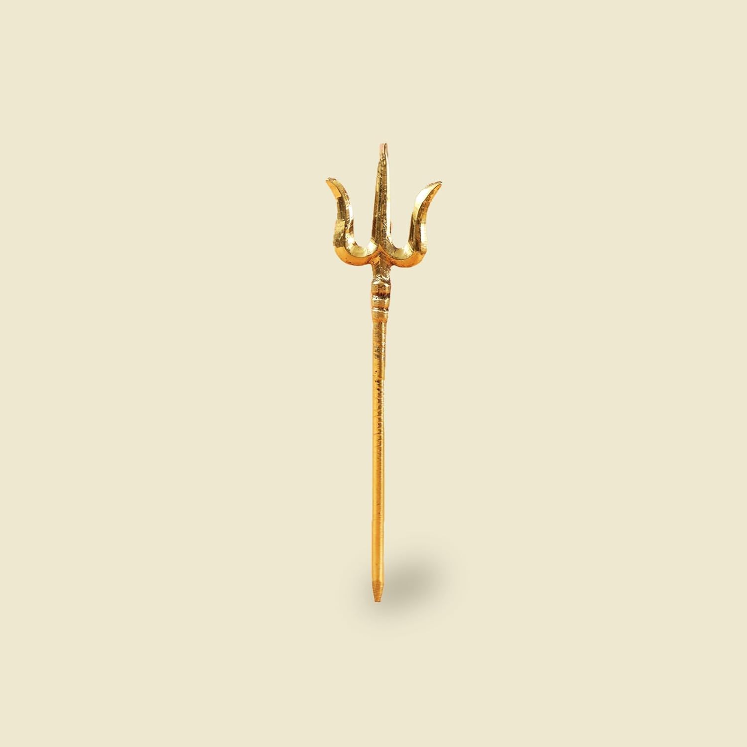 Putrika Brass Trishul for PoojaShiv Trident for Temple Décor|Pital Golden Finish Lord Shiva Trishul |Brass Trident Stick for Mandir|