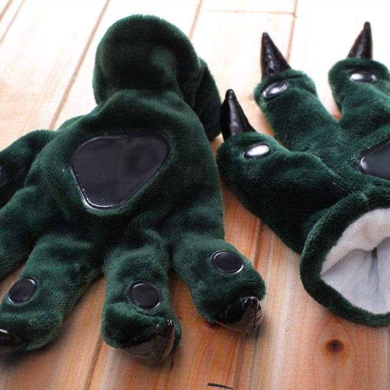 Cozy Dinosaur Cosplay Costume Slippers With Soft Plush Paw Shoes For Winter Warmth