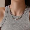 Colorful Natural Stone & Freshwater Pearl Beaded Choker Necklace for Women - Spring/Summer Collection