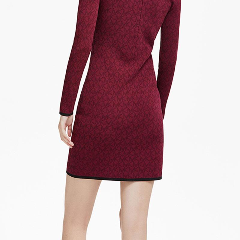 Michael Kors SS22 Allover Pattern High Neck Knit Long Sleeve Dress Women dresses MF180NV2RW649