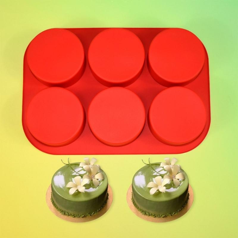Food Grade Silicone Baking Pan Feature 6 Cylindrical Cavities Ideal for Cakes Dessert Heat Resistant and Nontoxic Materials