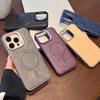 iPhone 17 PM Magnetic Leather Texture Lens Stand Case for iPhone 15/14/13