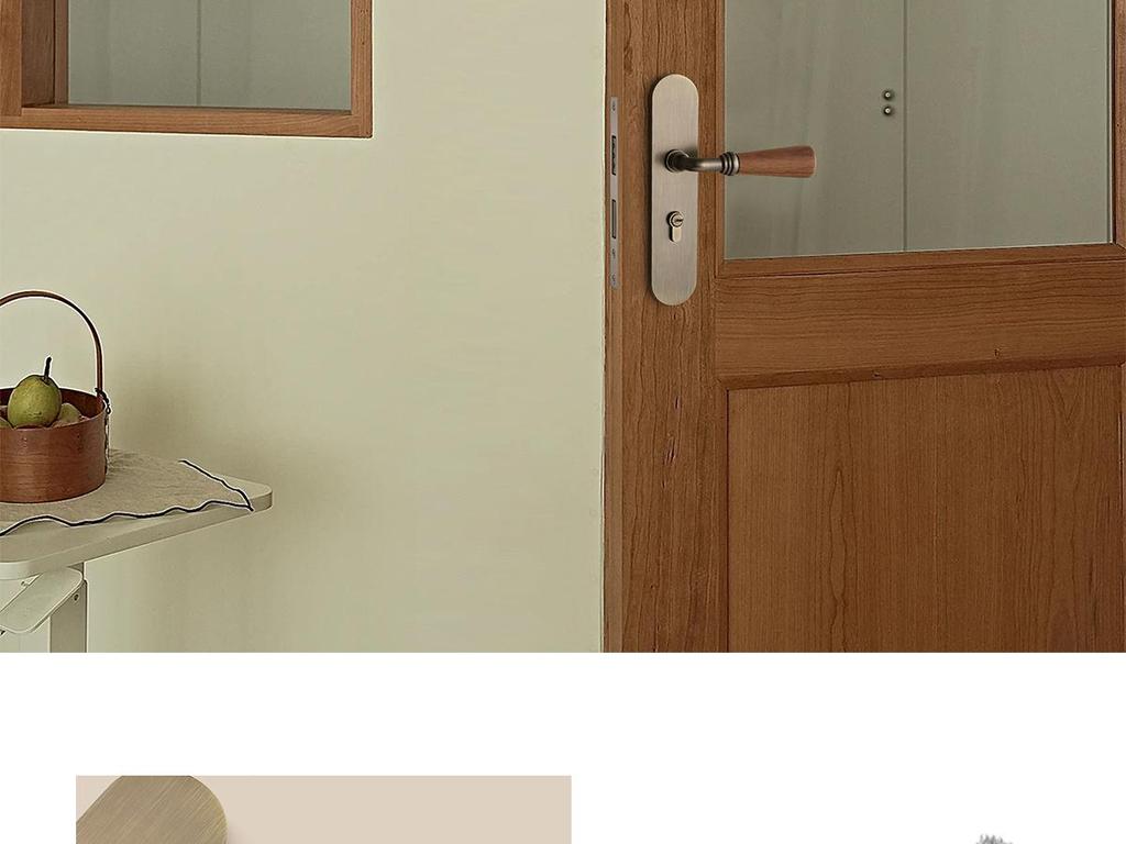 Mid-Century Silent Magnetic Bronze Door Handle with Lock for Indoor Wooden Bedroom Doors