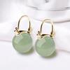 Elegant Imitation Jade Hoop Earrings for Women Green Round Beads Ear Buckle Banquet Jewelry