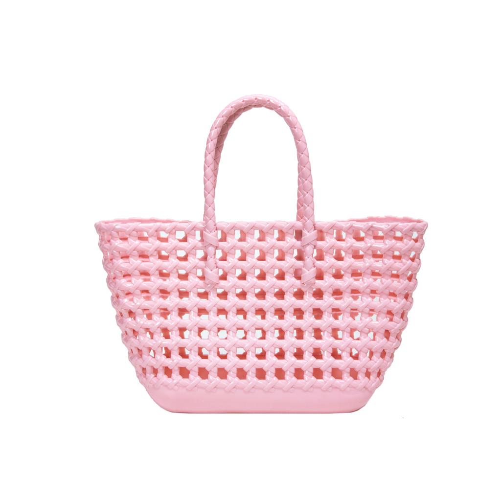 2025 New Macaron Jelly Bag Women's Fashion Versatile Woven Vegetable Basket Bag Hollow Large Capacity Handbag