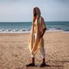 Cardigans de Verão Masculinos de Comprimento Médio Soltos Casuais Roupas de Proteção Solar Estilo Férias na Praia Capa tipo Casaco Longo com Capuz Masculina