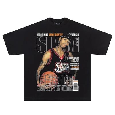 Hip-Hop Street Basketball Star Print T-Shirt für Männer und Frauen gleich locker lässig 100% Baumwolle Rundhals Kurzarm-T-Shirt