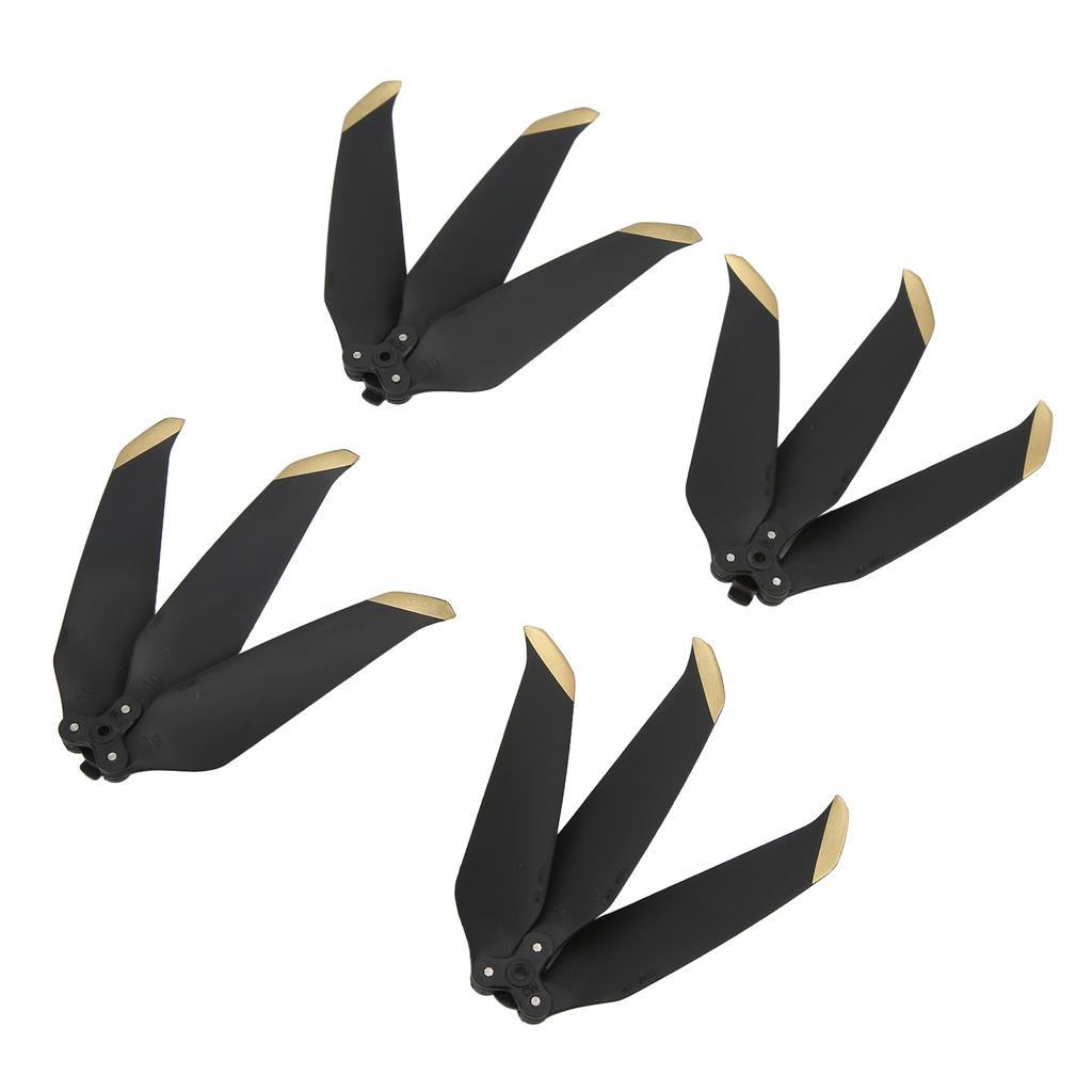 4 Pcs 3 Blade Drone Propeller Replacement Low Noise Drone Propeller Accessories for Air 2Black Gold Edge