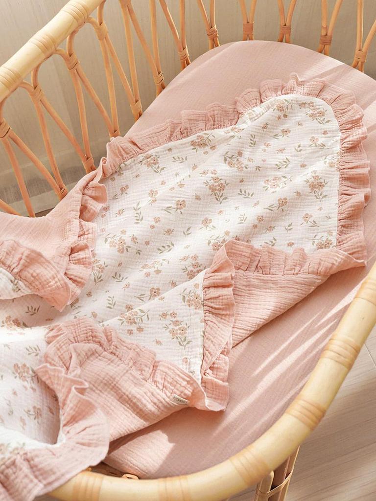 Cotton Gauze Baby Muslin Blanket Swaddle Blanket New Soft Ruffle Newborn Receiving Blanket Wrap Baby Boy Girl Stroller Cover