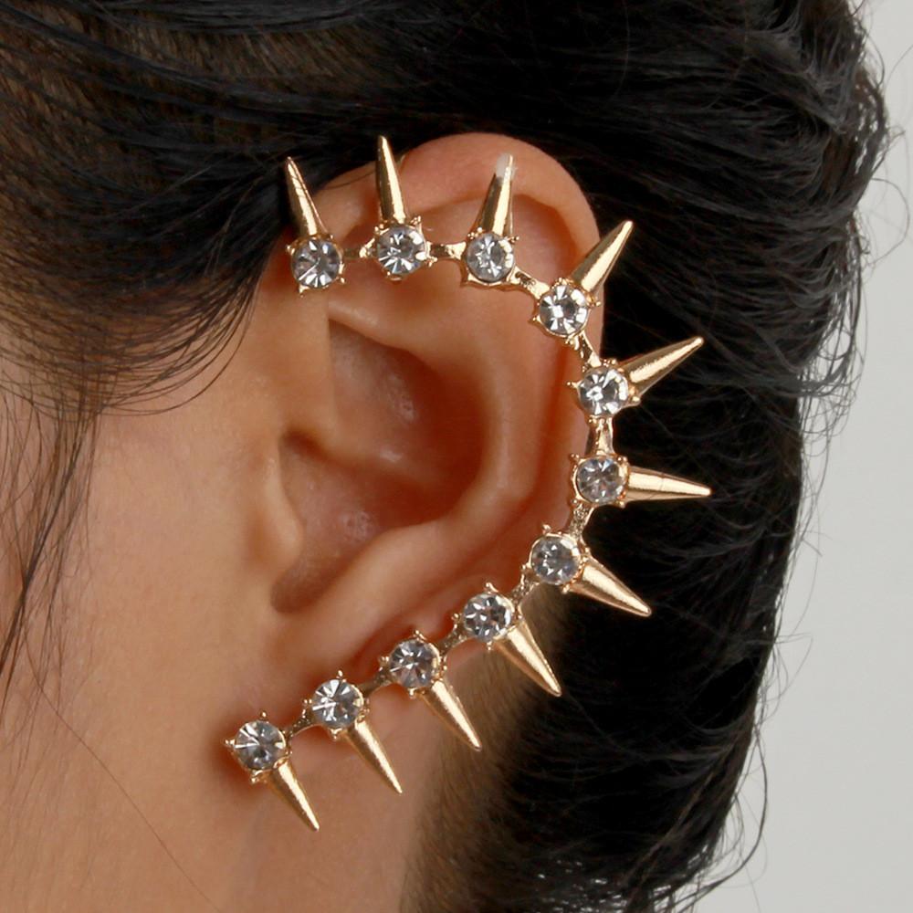 Ear Fashion Alloy Climber With Geometric And Rivet Design For Women Stylish