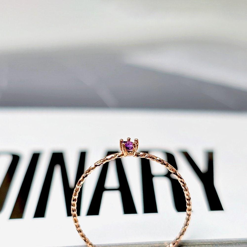 14K Birthstone Cut Amethyst Ring