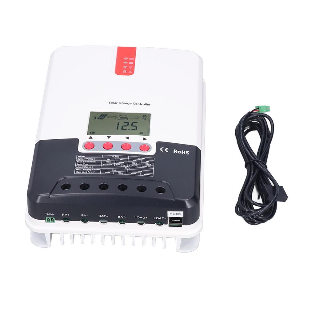 MPPT Solar Charging Controller 12V/24V 40A IP32 Waterproof Fast Response for RVs Home Yachts