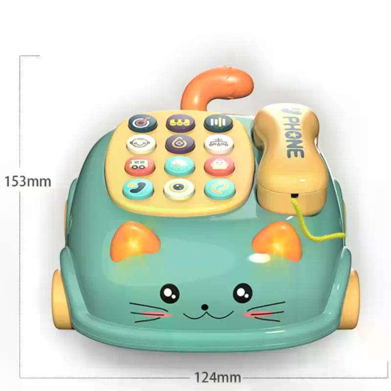 1Pcs Toddler Learning Toy With Lights Cat Telephone Story Early Education Montessori Gift Baby 3-In-1 Musical Phone Toys