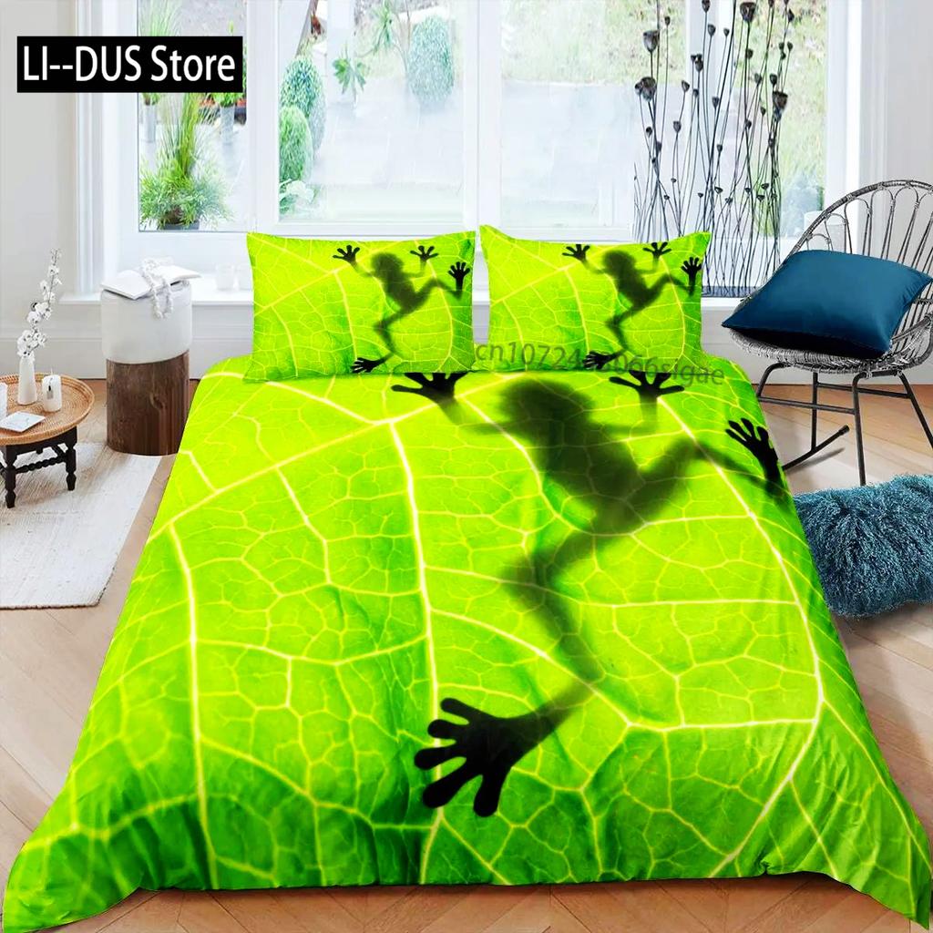 Frosch Bettbezug Set Niedlich Kawaii Cartoon Frosch Muster King Queen Größe Polyester Bettdeckenbezug Mit Kissenbezug Für Kinder Mädchen