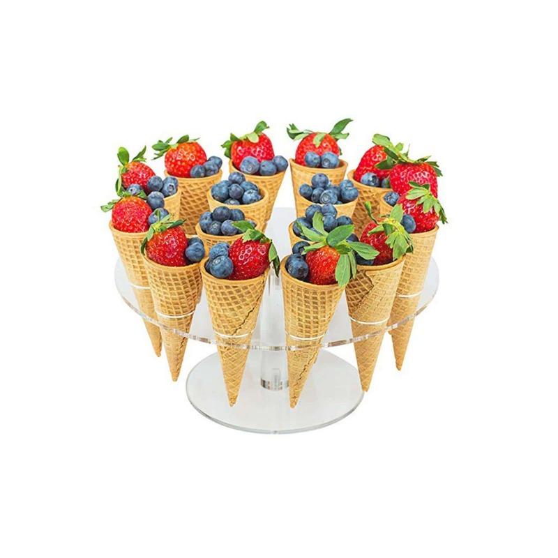 Eistütenhalter, Acryl-Eiscremehalter. Acryl-Eistütenhalter mit Waffelhörnchen-Displayständer, Geeignet für Partys