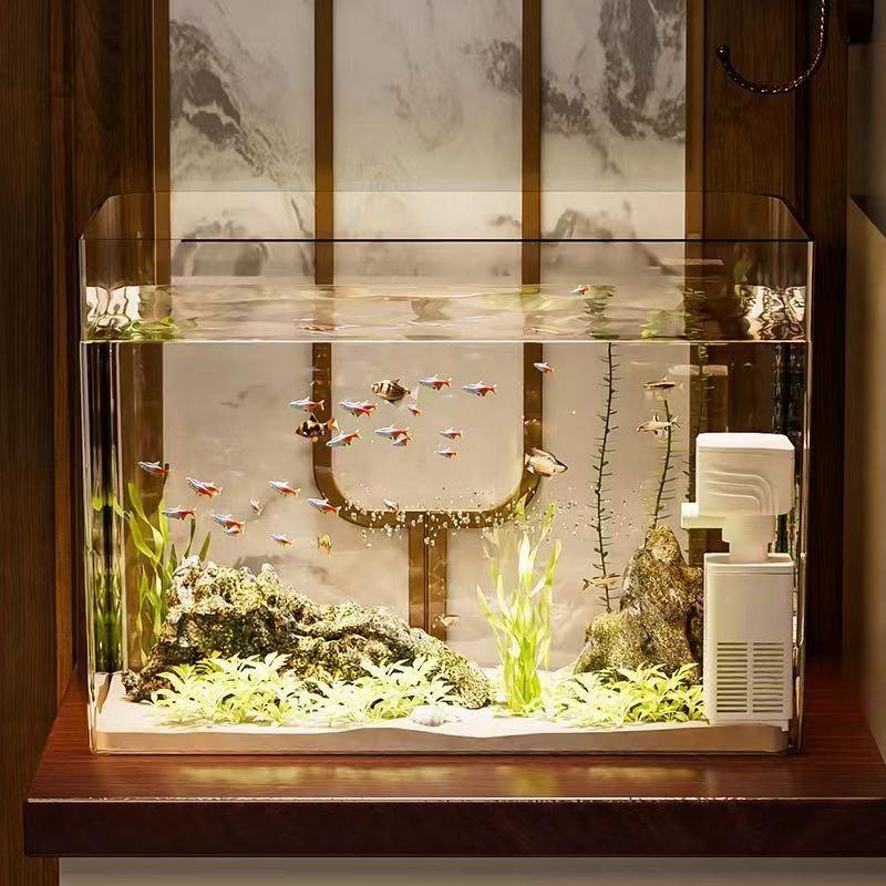 Betta Fish Viewing Tank: Compact Ecological Aquarium for Small Goldfish—Stylish Plastic Design for Home or Office Display
