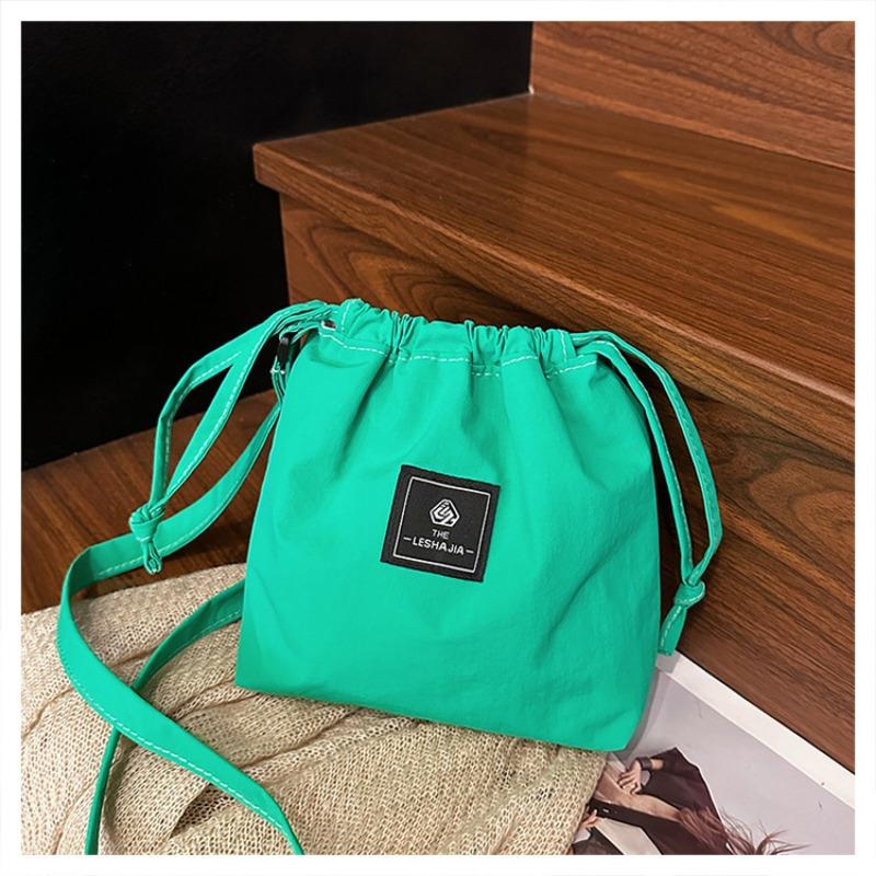 

Нишевая модная сумка-мессенджер на шнурке, маленькая сумка, новая универсальная спортивная и повседневная сумка-ведро, плечевая сумка из выстиранной ткани бирюзовый