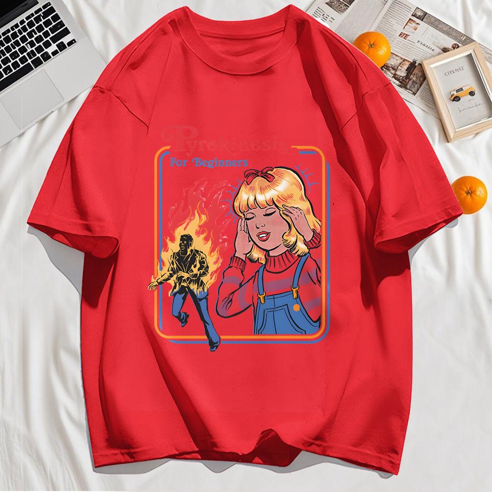 Pyrokinesis For Beginners Printing Unisexs Tshirts Summer Cotton Allmatch T Shirt Oneck Streetwear Hip Hop Unisex Soft Loose Top